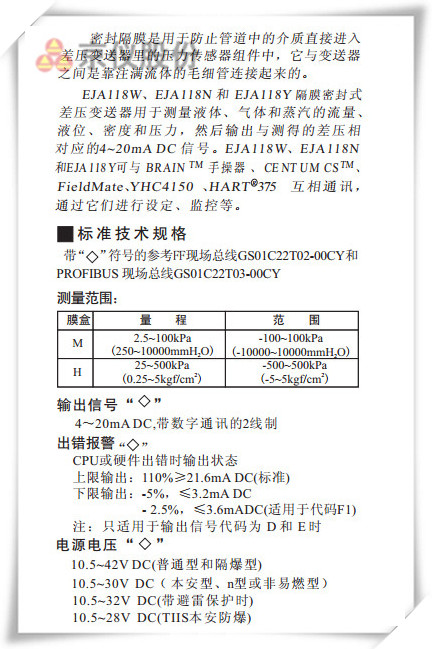 EJA118W、EJA118N和 EJA118Y型